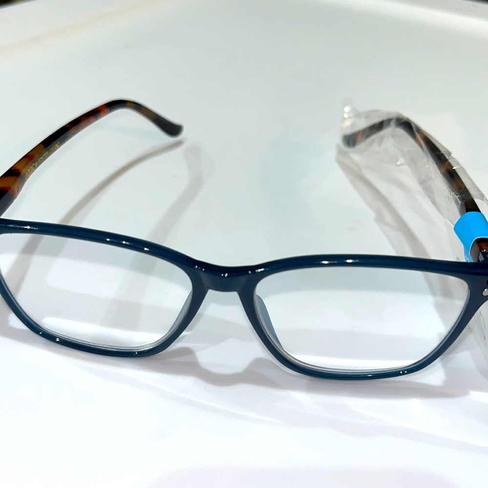 NWT Dark Teal Blue & Brown Tortoise Shell Acrylic Cheater Reading Glasses +2.00